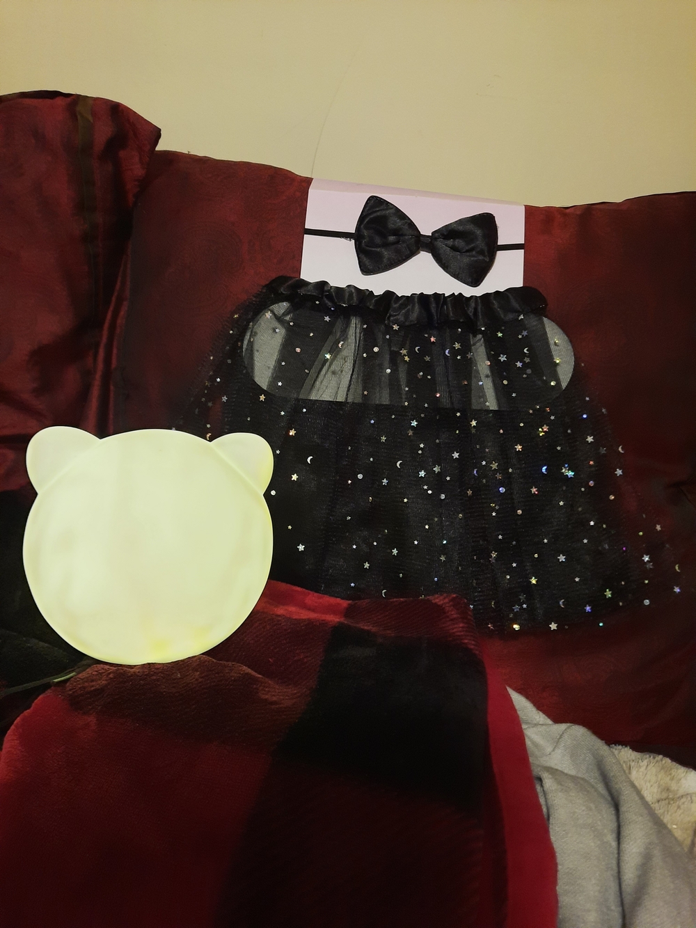 Girls Star Sequin Tutu Skirt Dress-up Costume Bow Headband & LED Bear Nightlight